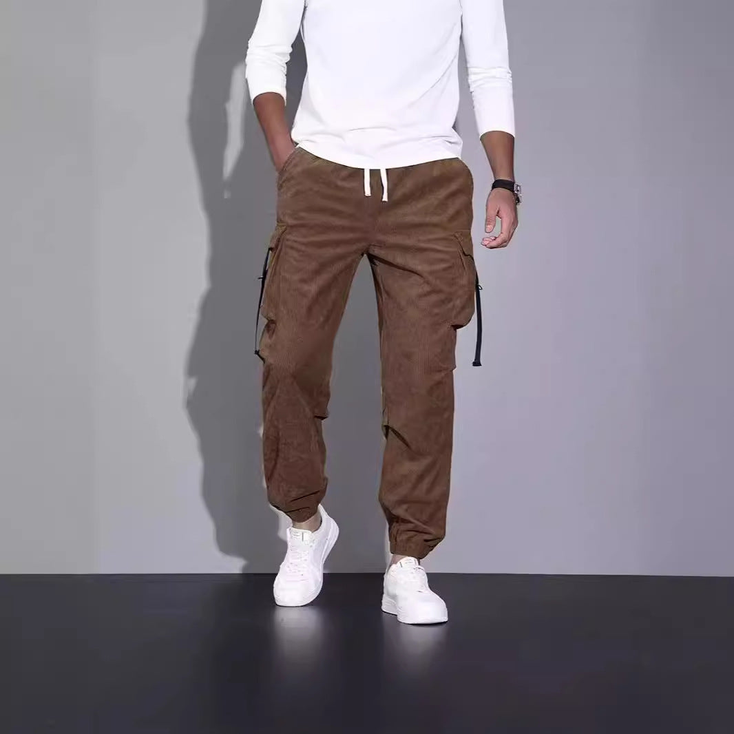 Corduroy Overalls Men's Ankle-tied Trousers