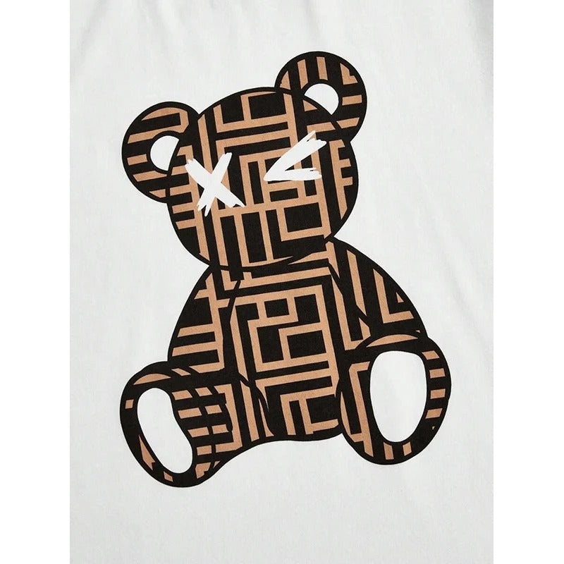 Bear Print T-shirt And Short Set - KESH FASHION 