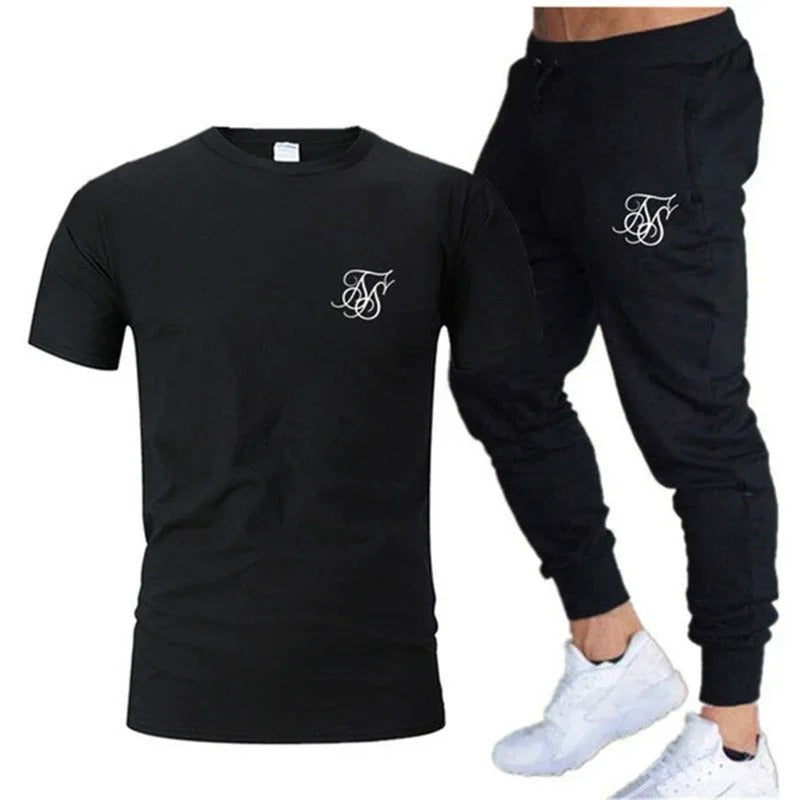 SikSilk Men's casual suit T-shirt + Joggers - KESH FASHION 