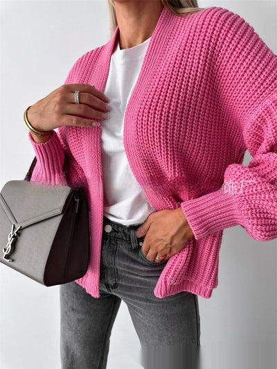 Solid Color Cardigan Knitted Sweater