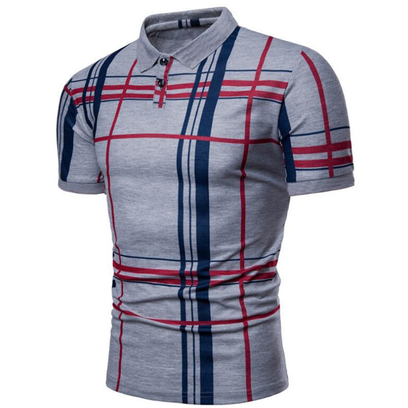 Men Grid Polo Shirt