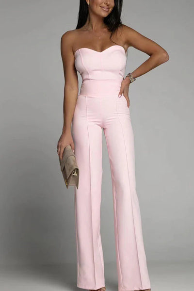 Slim-fit Tube Top Straight Jumpsuit