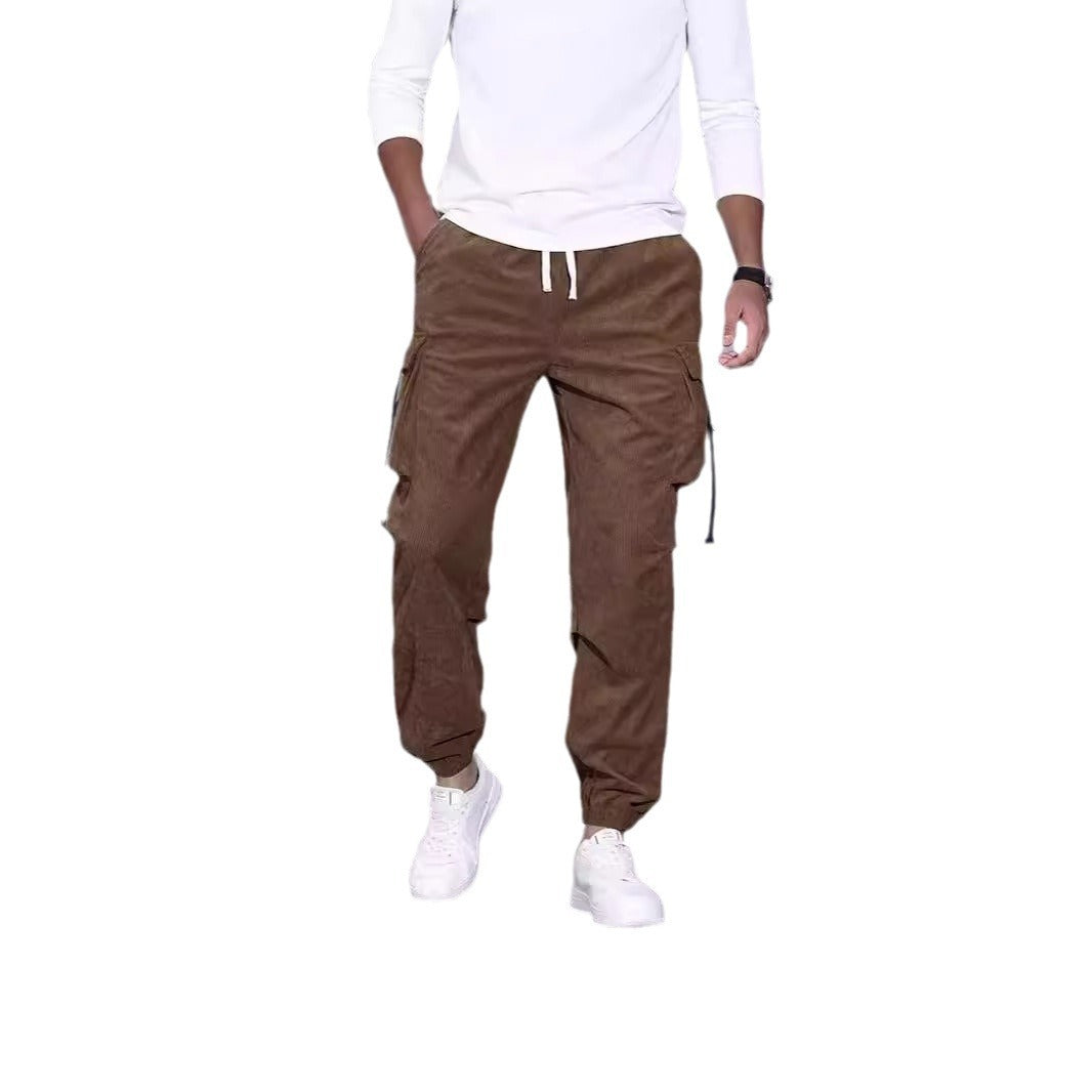 Corduroy Overalls Men's Ankle-tied Trousers