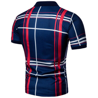 Men Grid Polo Shirt