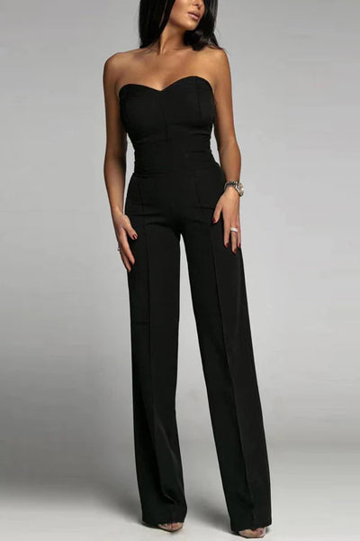 Slim-fit Tube Top Straight Jumpsuit