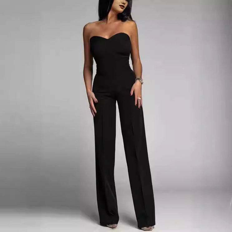 Slim-fit Tube Top Straight Jumpsuit