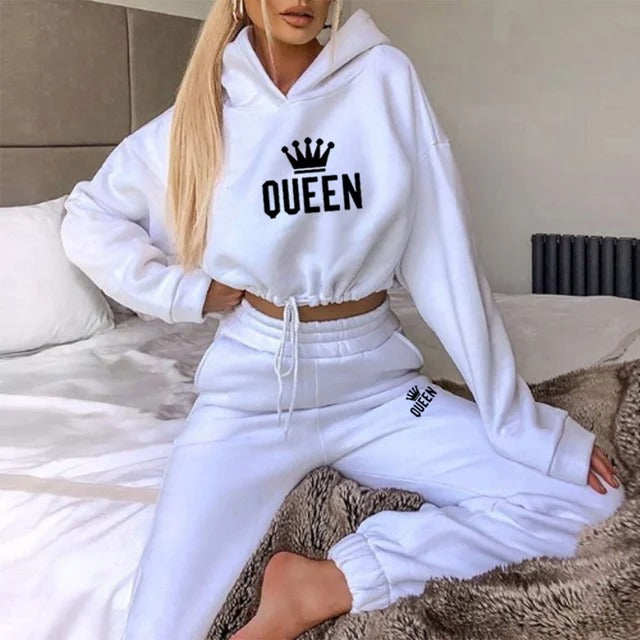 Women Hooded Tracksuit Sports 2 Pieces Set - KESH FASHION 