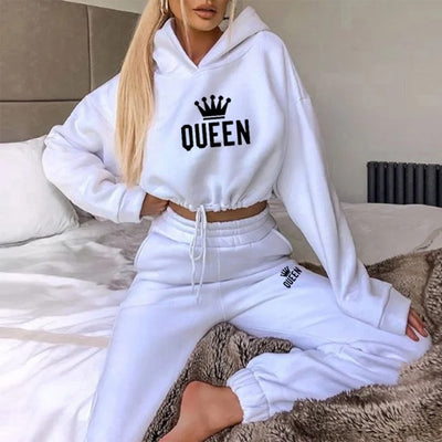 Women Hooded Tracksuit Sports 2 Pieces Set - KESH FASHION 