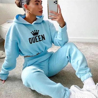 Women Hooded Tracksuit Sports 2 Pieces Set - KESH FASHION 