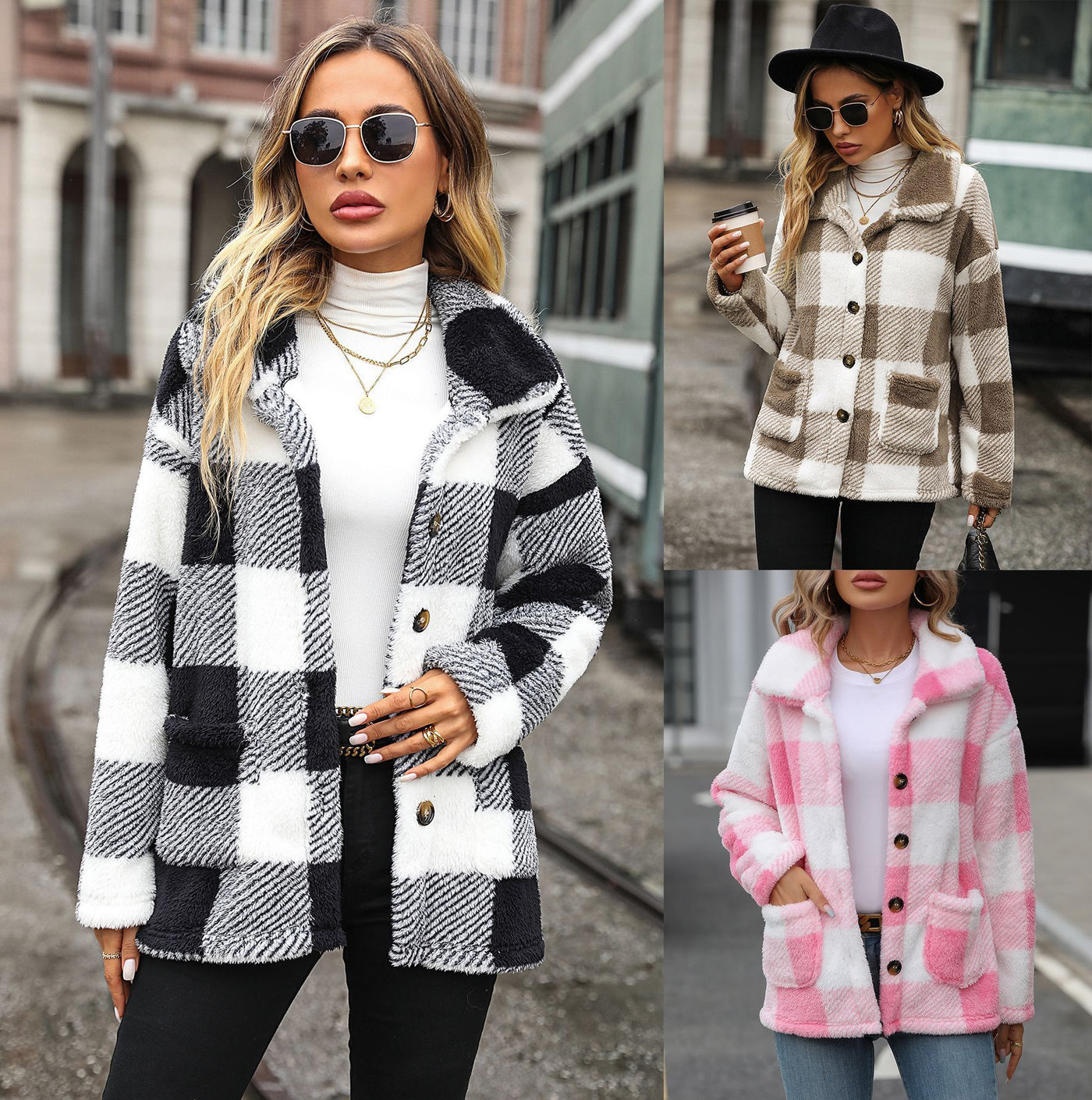 Women's Lapel Long Sleeve Mid-length Plaid