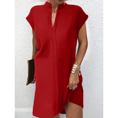 Crew-neck Batwing Sleeve Color-matching Dress