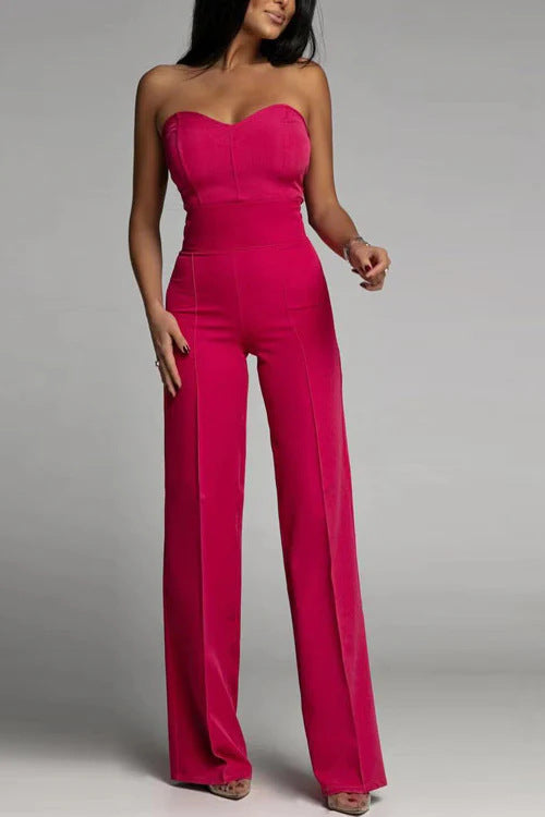 Slim-fit Tube Top Straight Jumpsuit