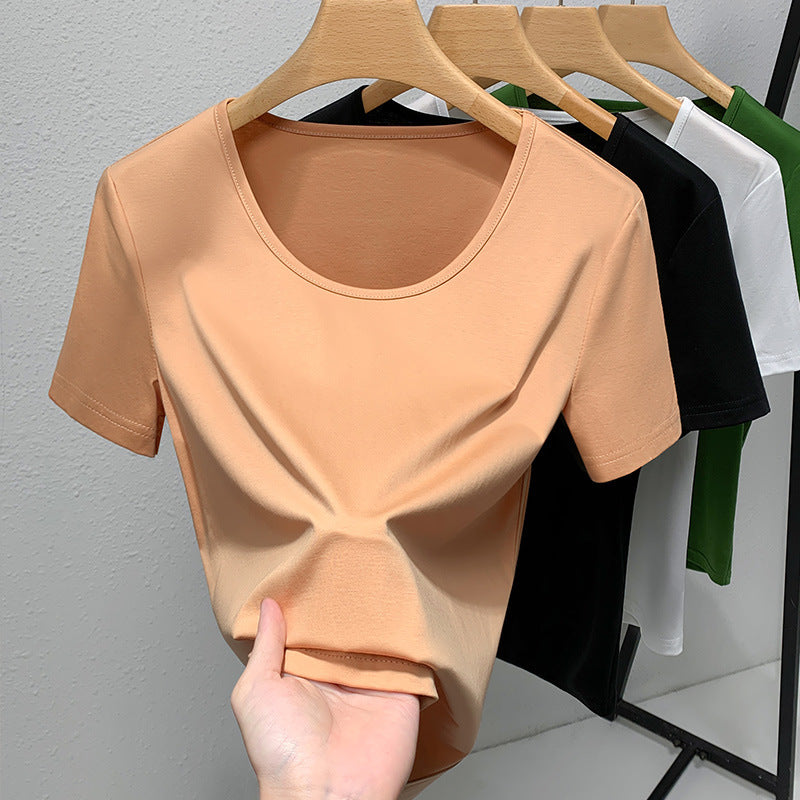 Round Neck Double-sided Mercerized Short-sleeved T-shirt