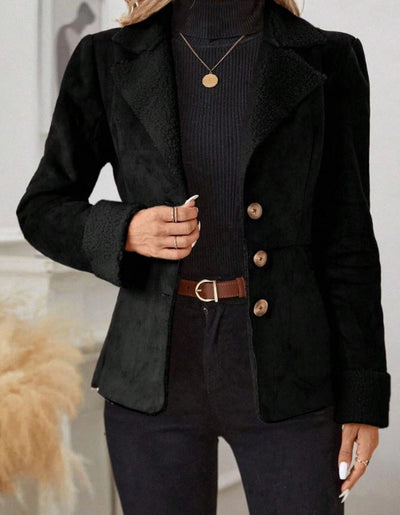 Warm Fur Integrated Lapel Pocket Jacket