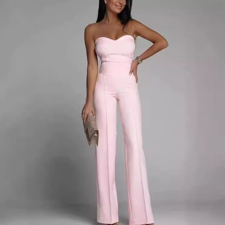 Slim-fit Tube Top Straight Jumpsuit