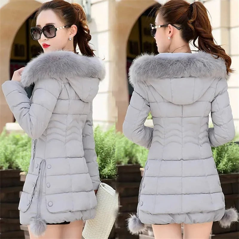 Fluffy Cotton-Padded Slim Jacket Women - KESH FASHION 