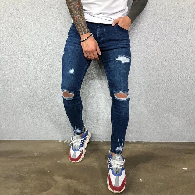 Ripped Stretch Skinny Denim  jeans - KESH FASHION 