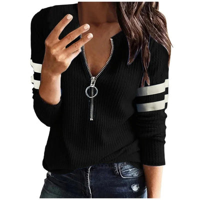 Long Sleeve Zip Front Top - KESH FASHION 