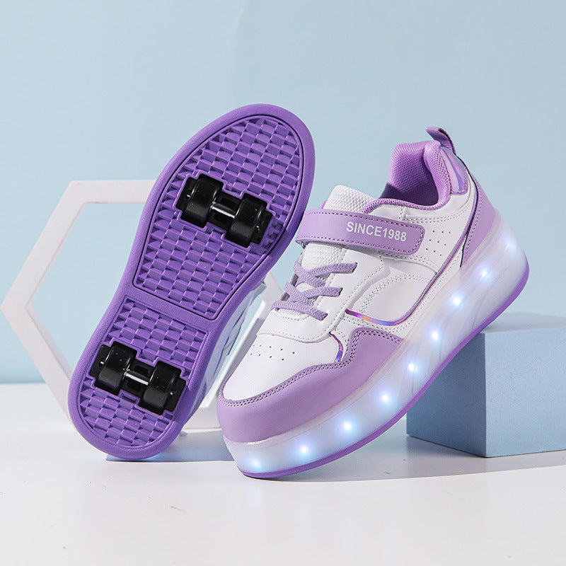 Boys And Girls Charging Flash Rollerskate