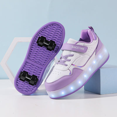 Boys And Girls Charging Flash Rollerskate