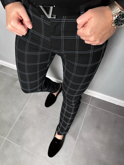 Slim fit Checkered Trousers - KESH FASHION 