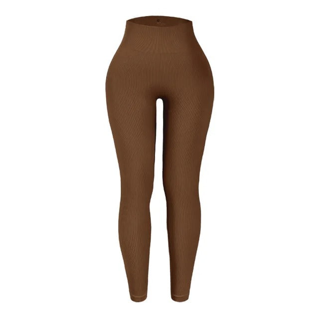 Thread Solid Women Seamless High Waist Liftting Leggings - KESH FASHION 