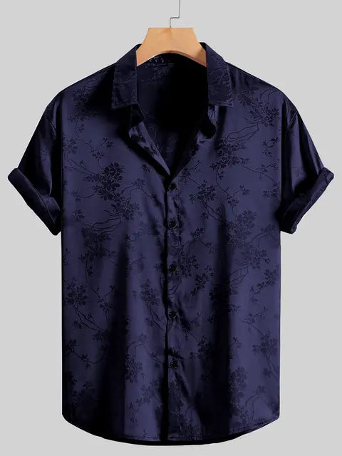 Men's Embroidered Short-sleeved Hawaiian Shirt - KESH FASHION 