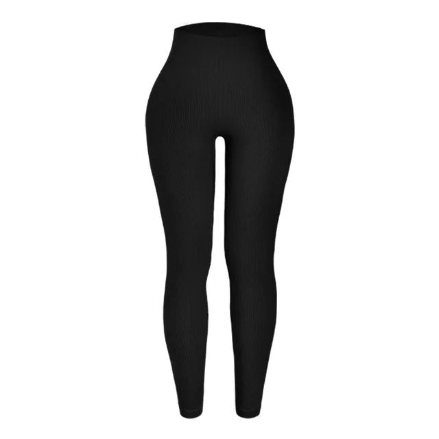 Thread Solid Women Seamless High Waist Liftting Leggings - KESH FASHION 