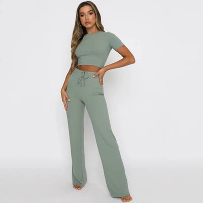 Casual Pocket Slim Fit Pants Set 2 Piece Set Women - KESH FASHION 