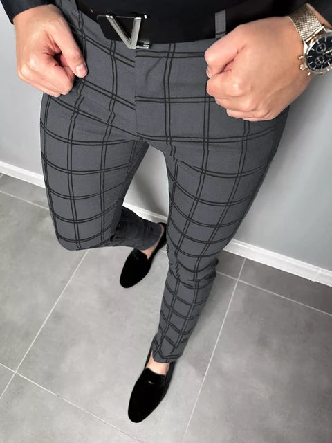 Slim fit Checkered Trousers - KESH FASHION 