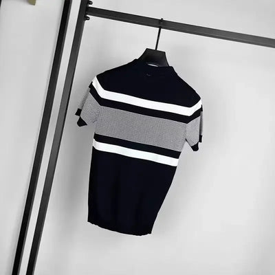 Slim Fit Striped Short Sleeve Polo T-shirt - KESH FASHION 