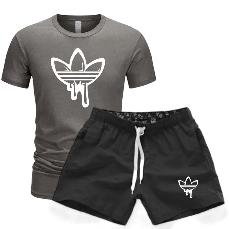 Branded Short-sleeved T-shirt and shorts set - KESH FASHION 