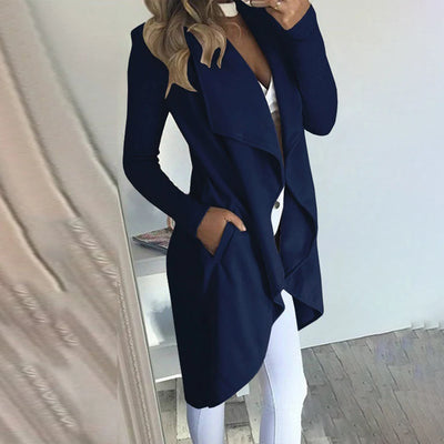 Women's Waterfall Lapel Trench Coat - KESH FASHION 