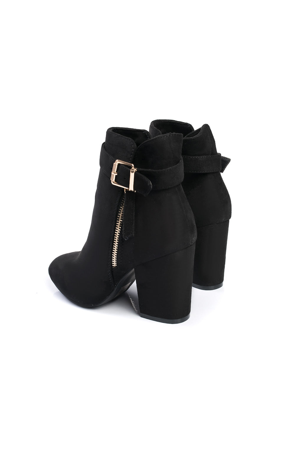 Buckle Faux Suede Ankle Boots