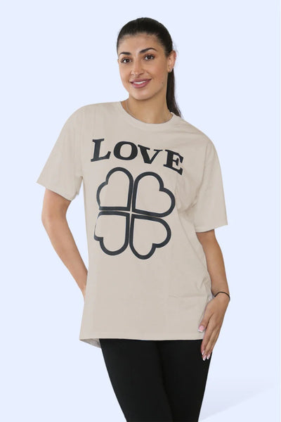 Ladies Love Printed Short Sleeve T-Shirt Top