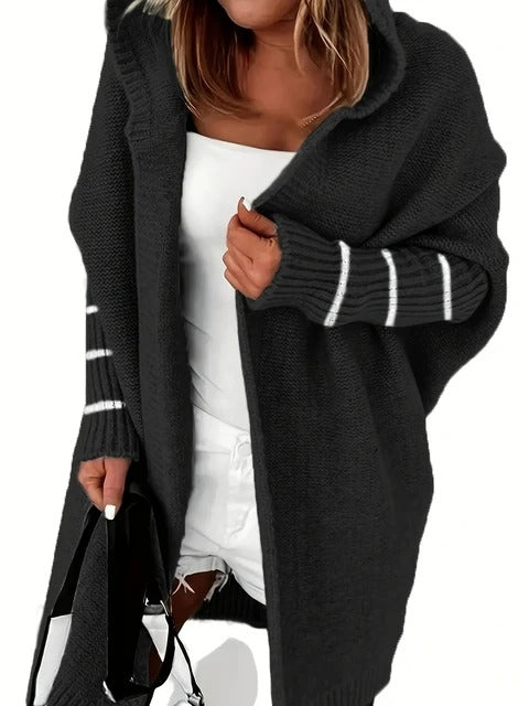 Hooded Knitted Cardigan Long Sleeve - KESH FASHION 