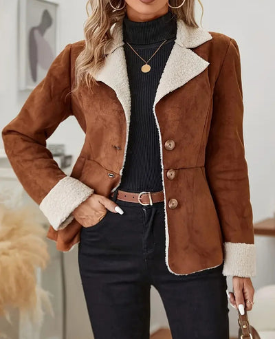 Warm Fur Integrated Lapel Pocket Jacket