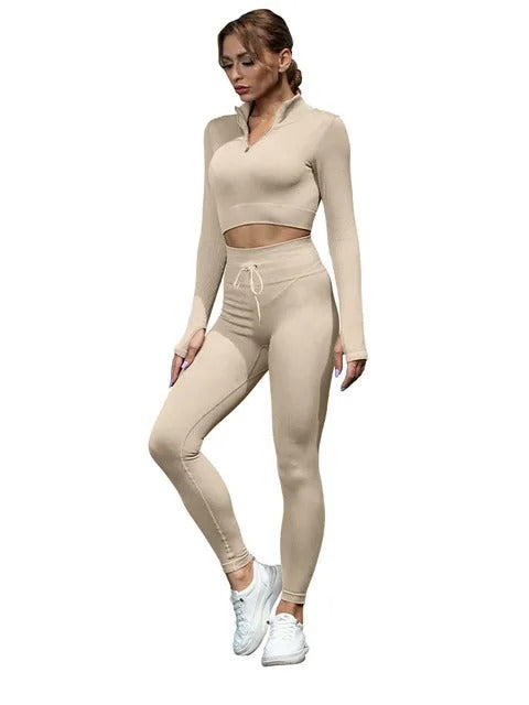 Long Sleeve High Waist Hip Lifting 2pc set - KESH FASHION 