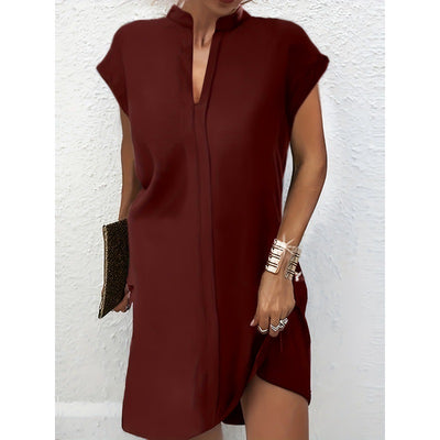 Crew-neck Batwing Sleeve Color-matching Dress