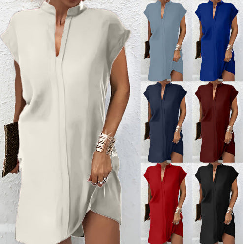 Crew-neck Batwing Sleeve Color-matching Dress