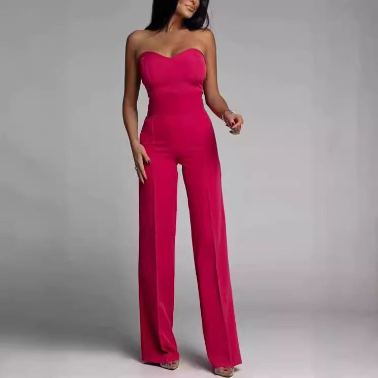 Slim-fit Tube Top Straight Jumpsuit