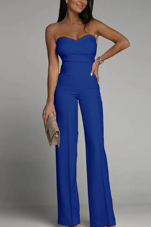 Slim-fit Tube Top Straight Jumpsuit