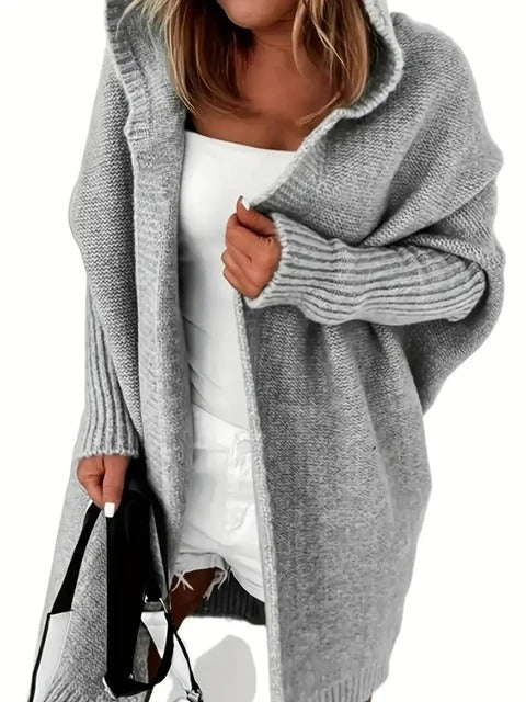 Hooded Knitted Cardigan Long Sleeve - KESH FASHION 