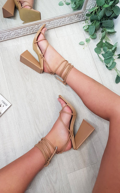 Strappy Lace Block High Heels