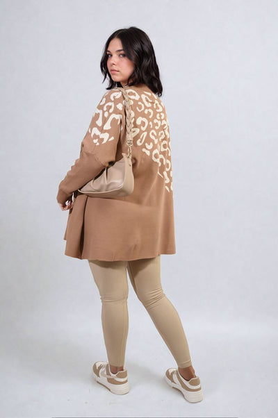 Leopard Print Knitted Long Sleeve Jumper