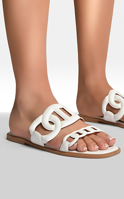 Comfortable Flat Sandals with Double Leather Chain