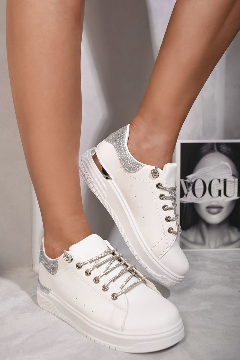 Embellished Lace Platform Trainers