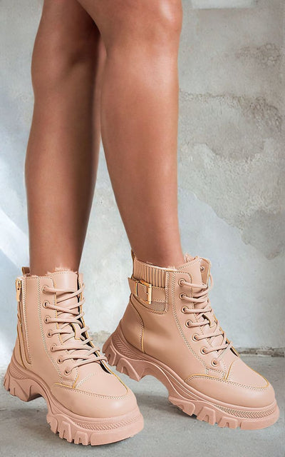 Chunky Lace Up Platform Ankle Boots