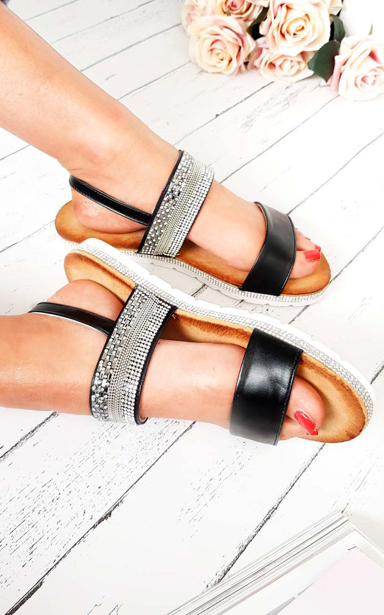 Double Strapped Embellished Sandals