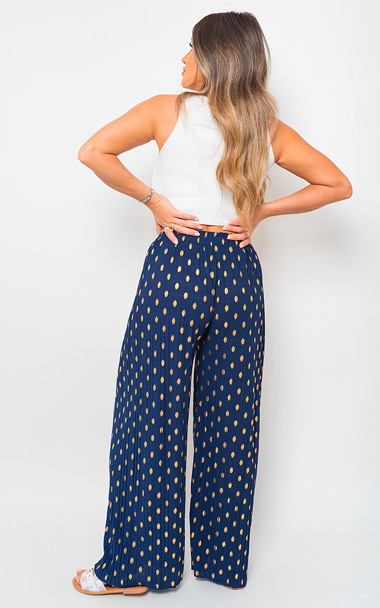 Gold Spot Pleated Trouser with Drawstring